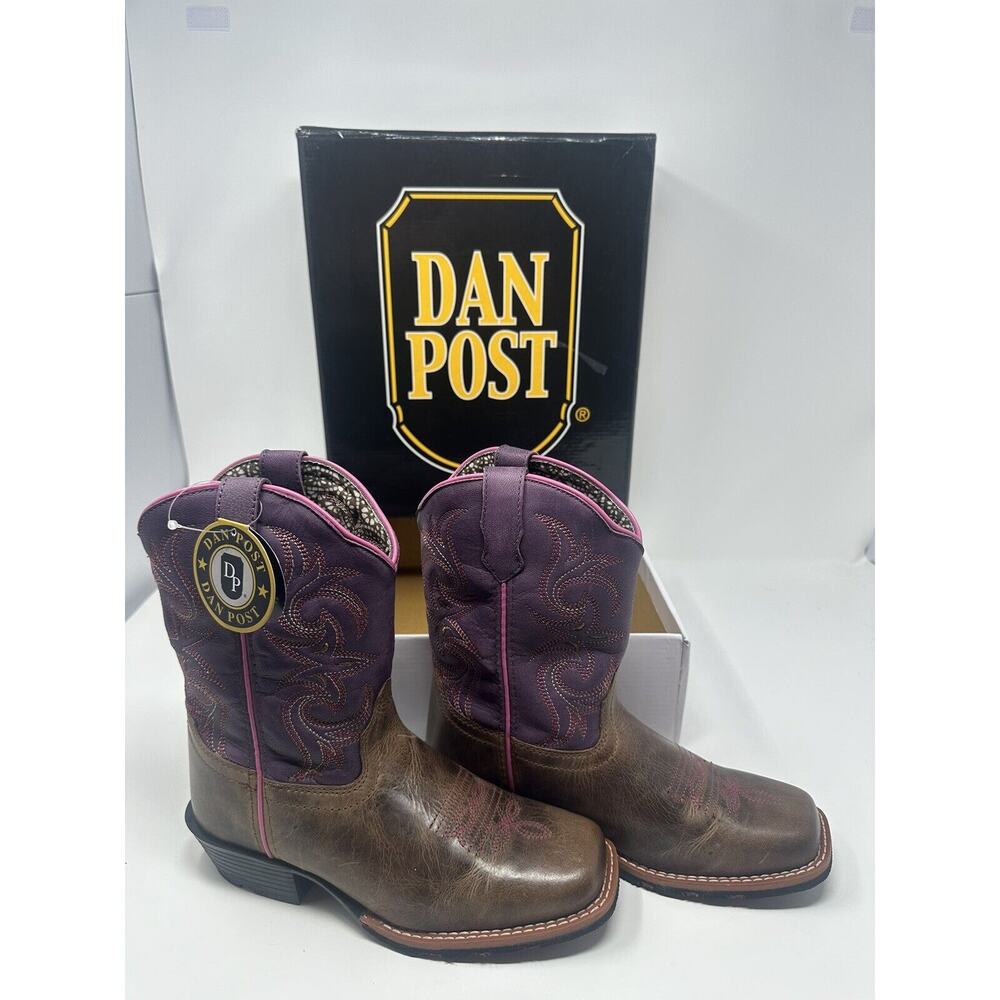 Dan Post Kids Majesty Leather Youth Boot DPC2947 Size 2D Brown Pink Purple